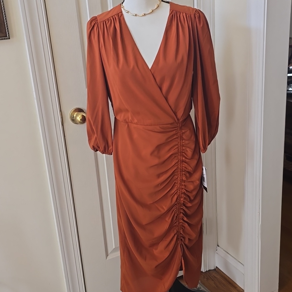 MAISON TARA BRAND WOMEN'S LONG BROWN LONG SLEEVES DRESS SIZE 10
